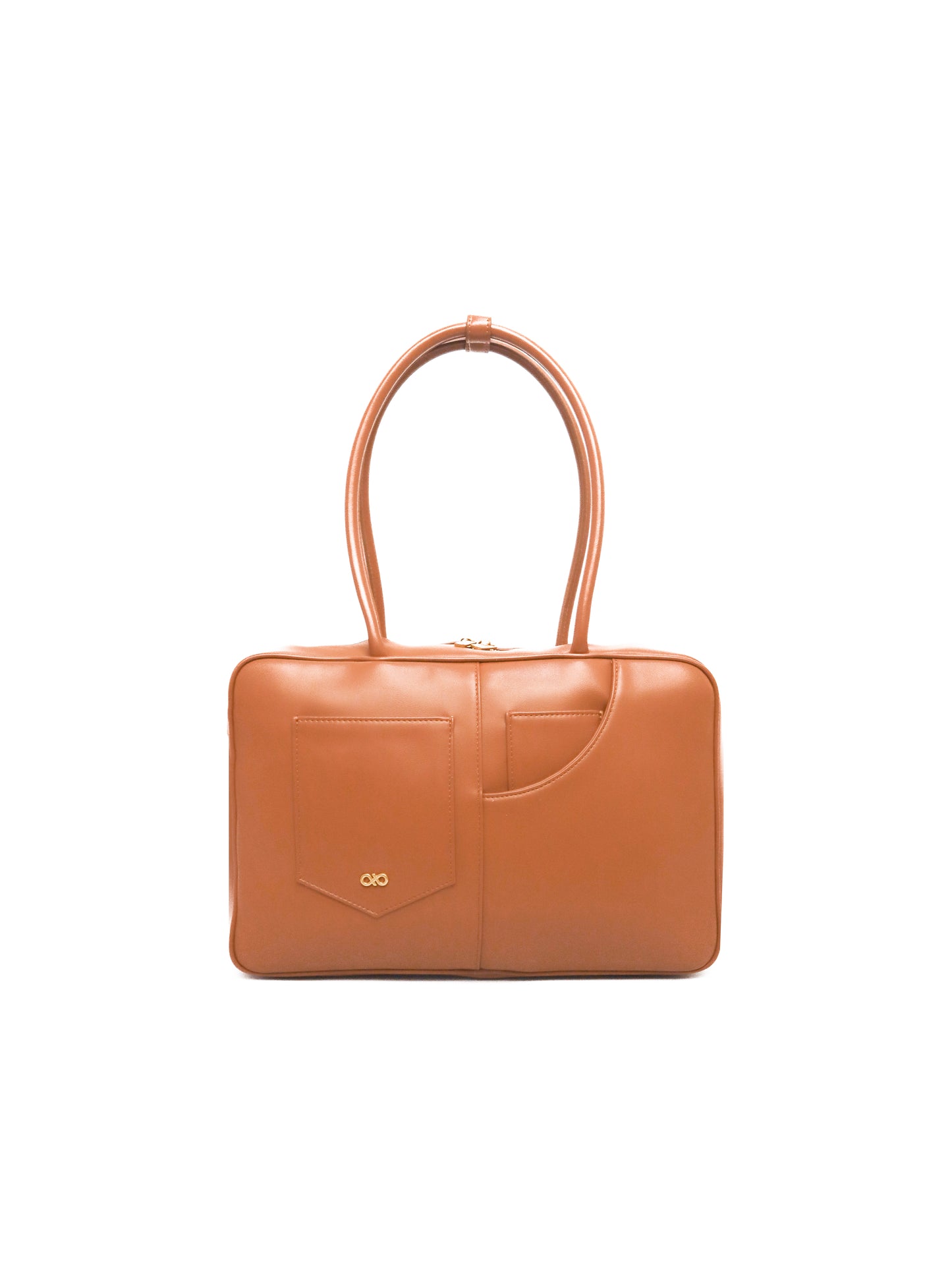 SIGNATURE POCKET L REI TOTE BAG IN CAMEL