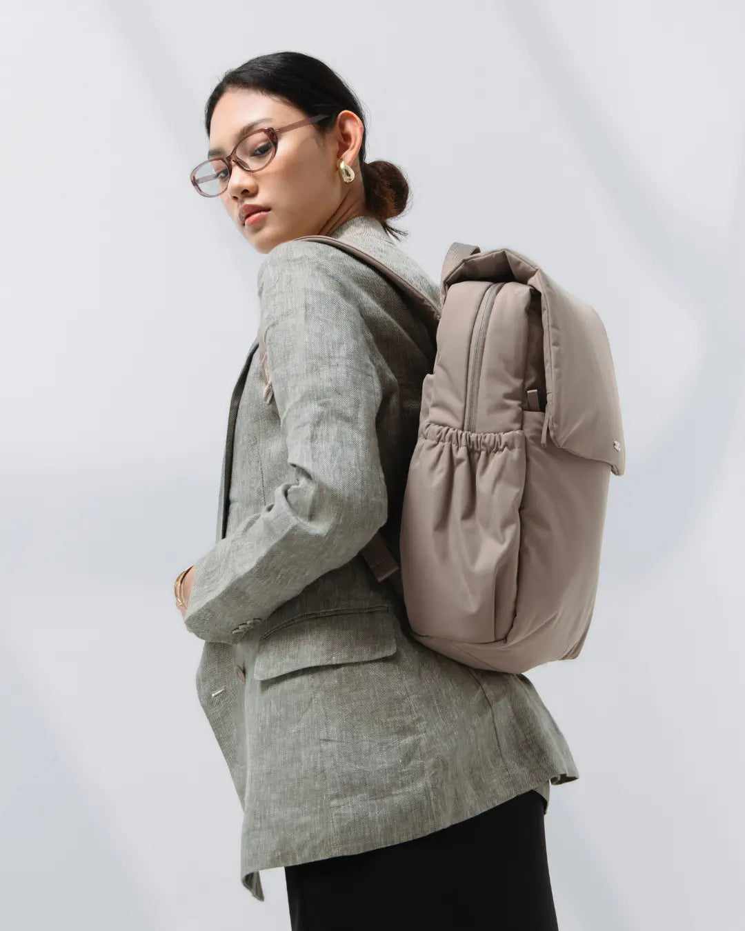 COSY LUXE UTILITY BACKPACK IN TAUPE TSL Singapore