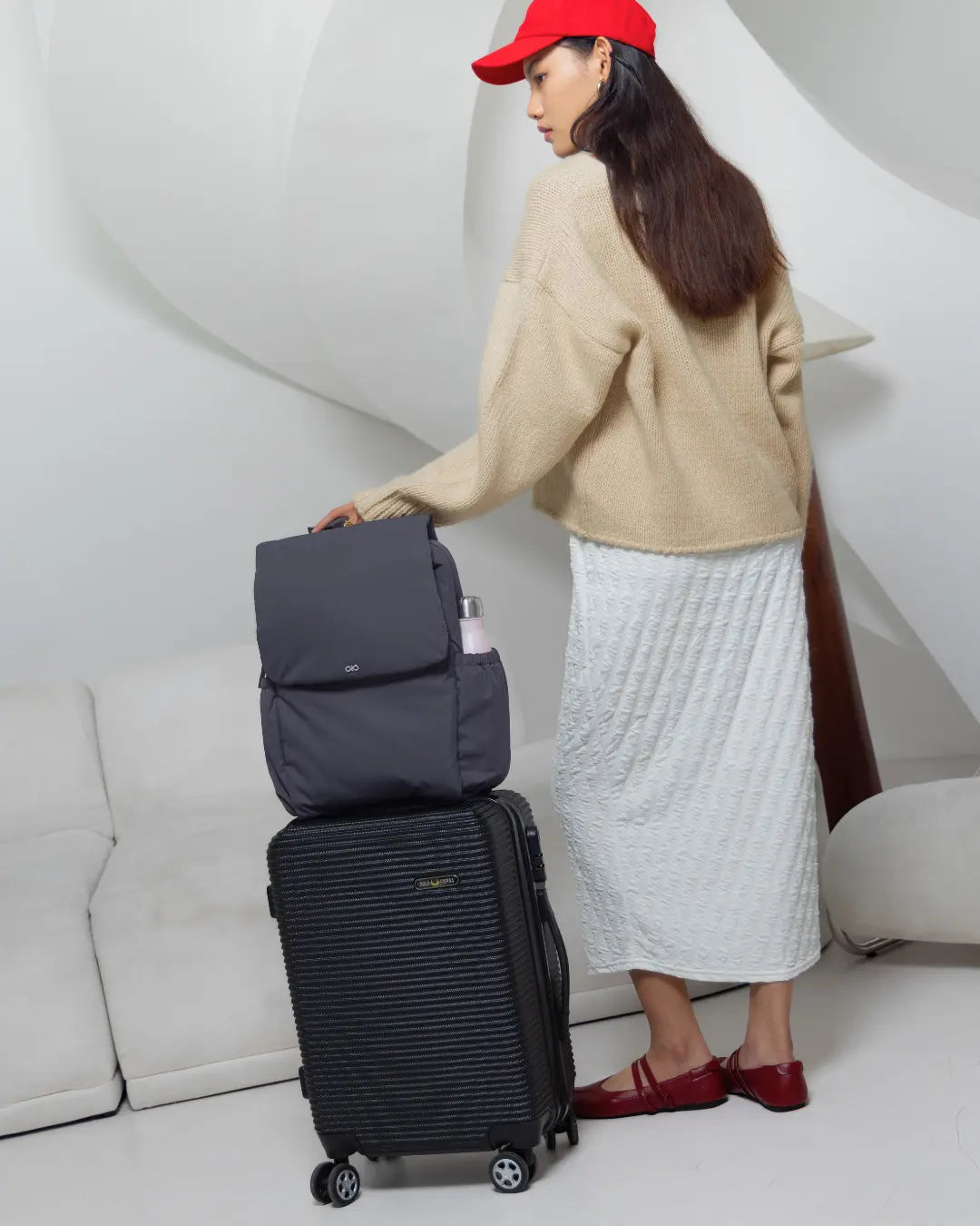 COSY LUXE UTILITY BACKPACK IN CHARCOAL TSL Singapore