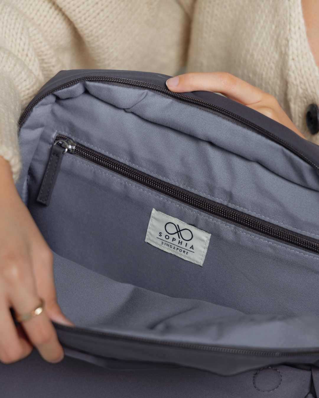 COSY LUXE UTILITY BACKPACK IN CHARCOAL