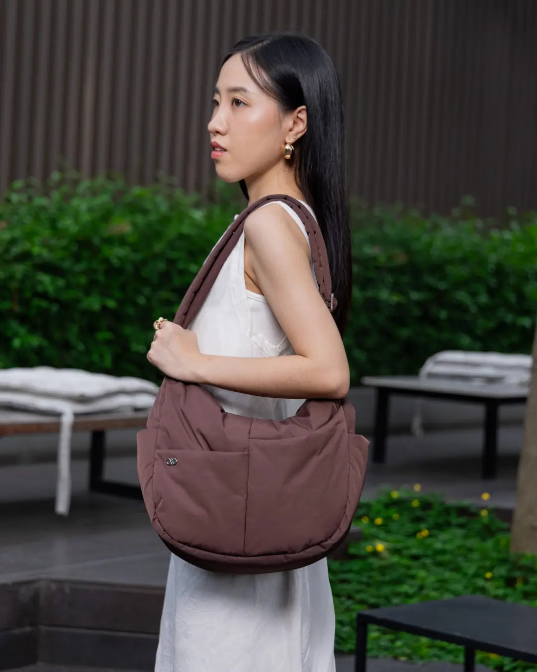 SIGNATURE POCKET CROSSBODY BAG IN POSH CHOCO TSL Singapore