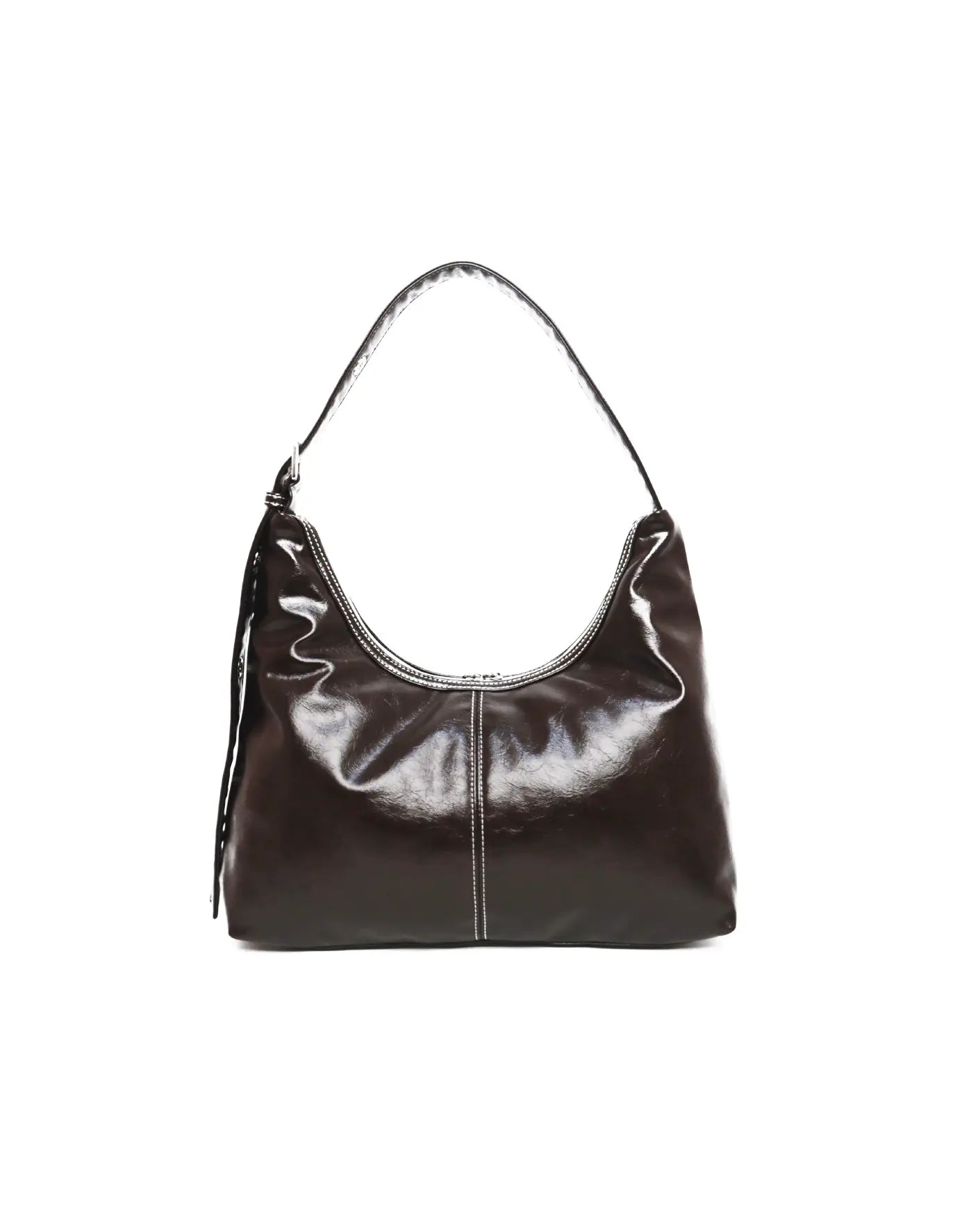 SIGNATURE POCKET LEATHER HOBO BAG IN ESPRESSO TSL Singapore