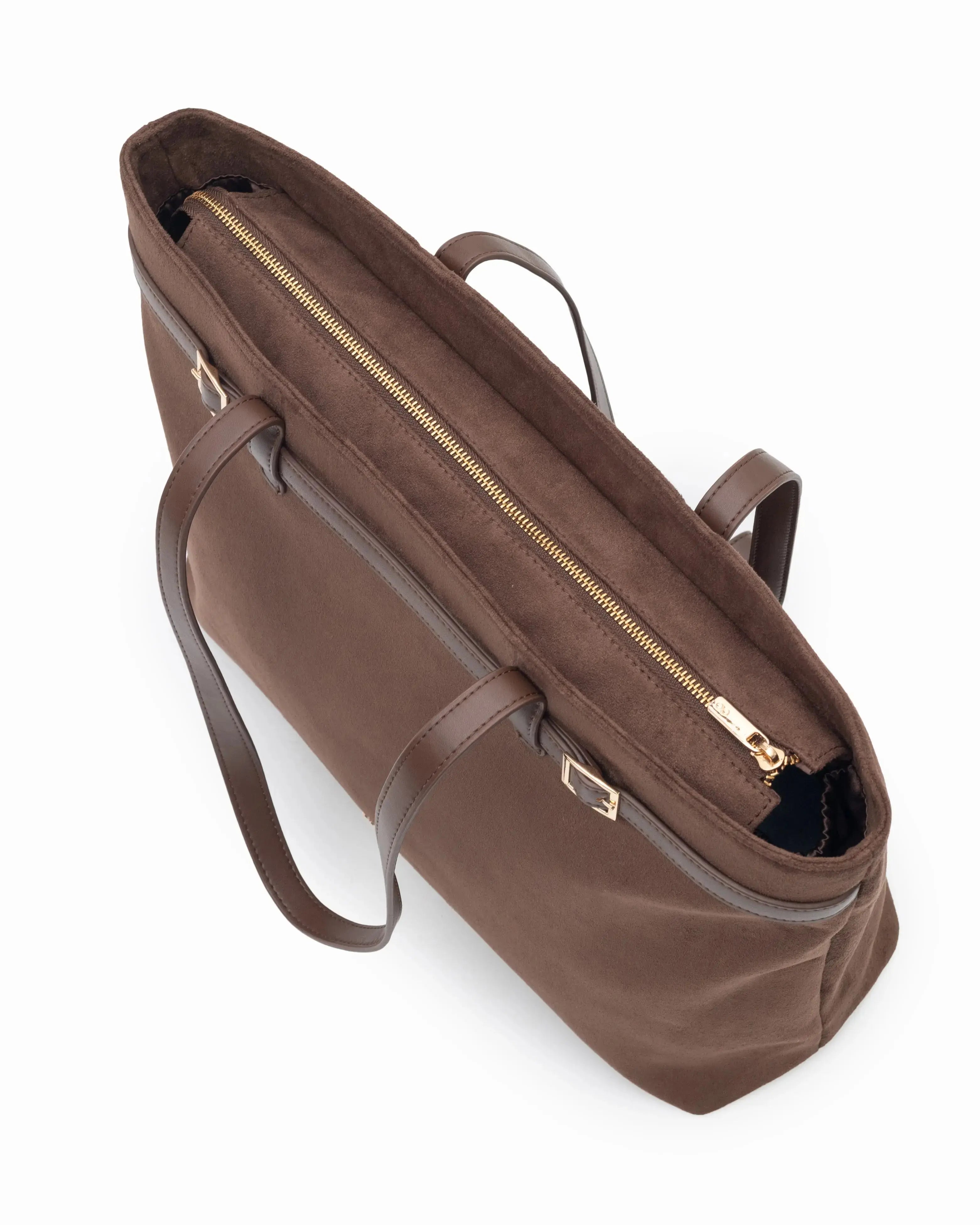 VALENTINA SUEDE TOTE BAG IN ESPRESSO TSL Singapore