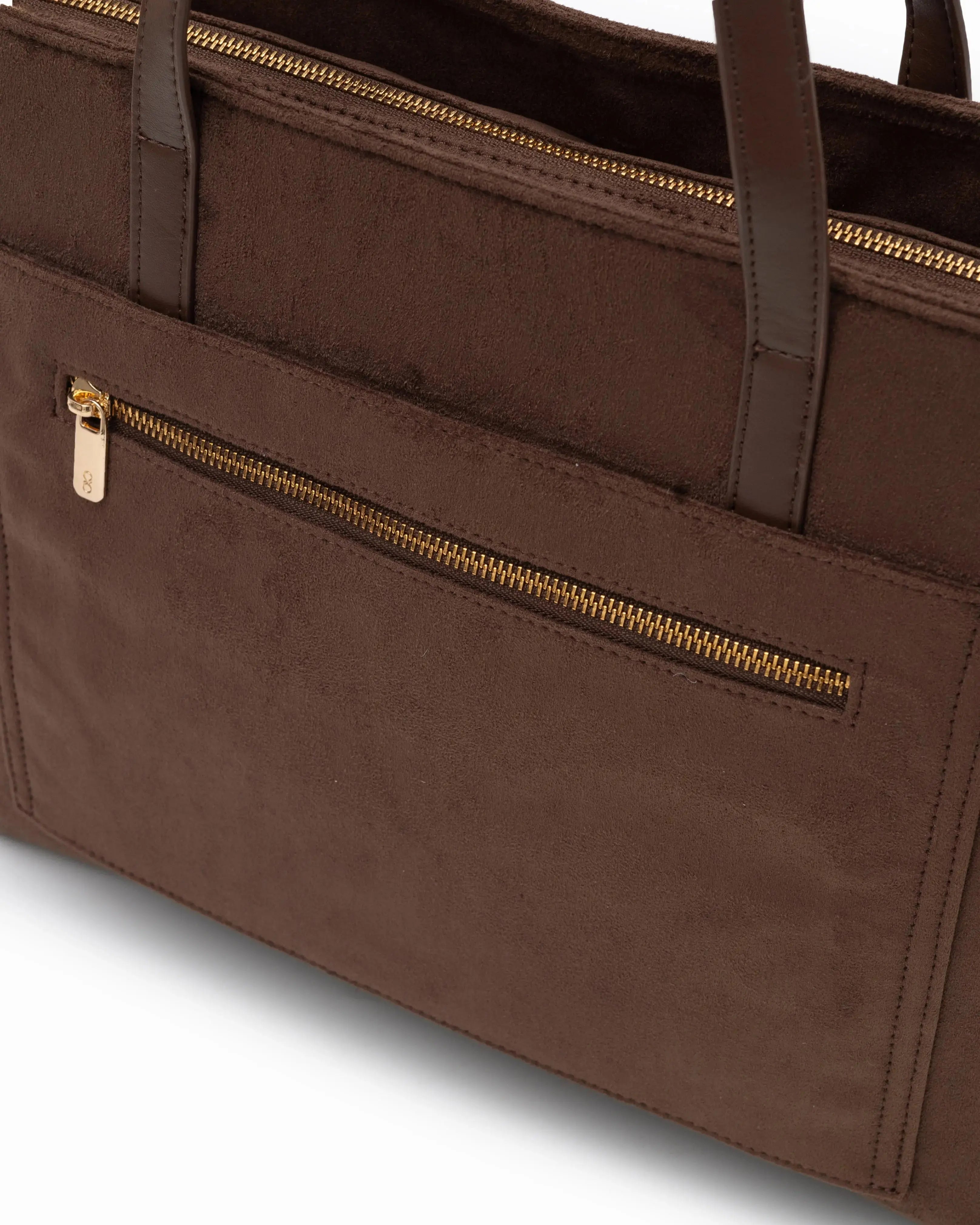 VALENTINA SUEDE TOTE BAG IN ESPRESSO TSL Singapore