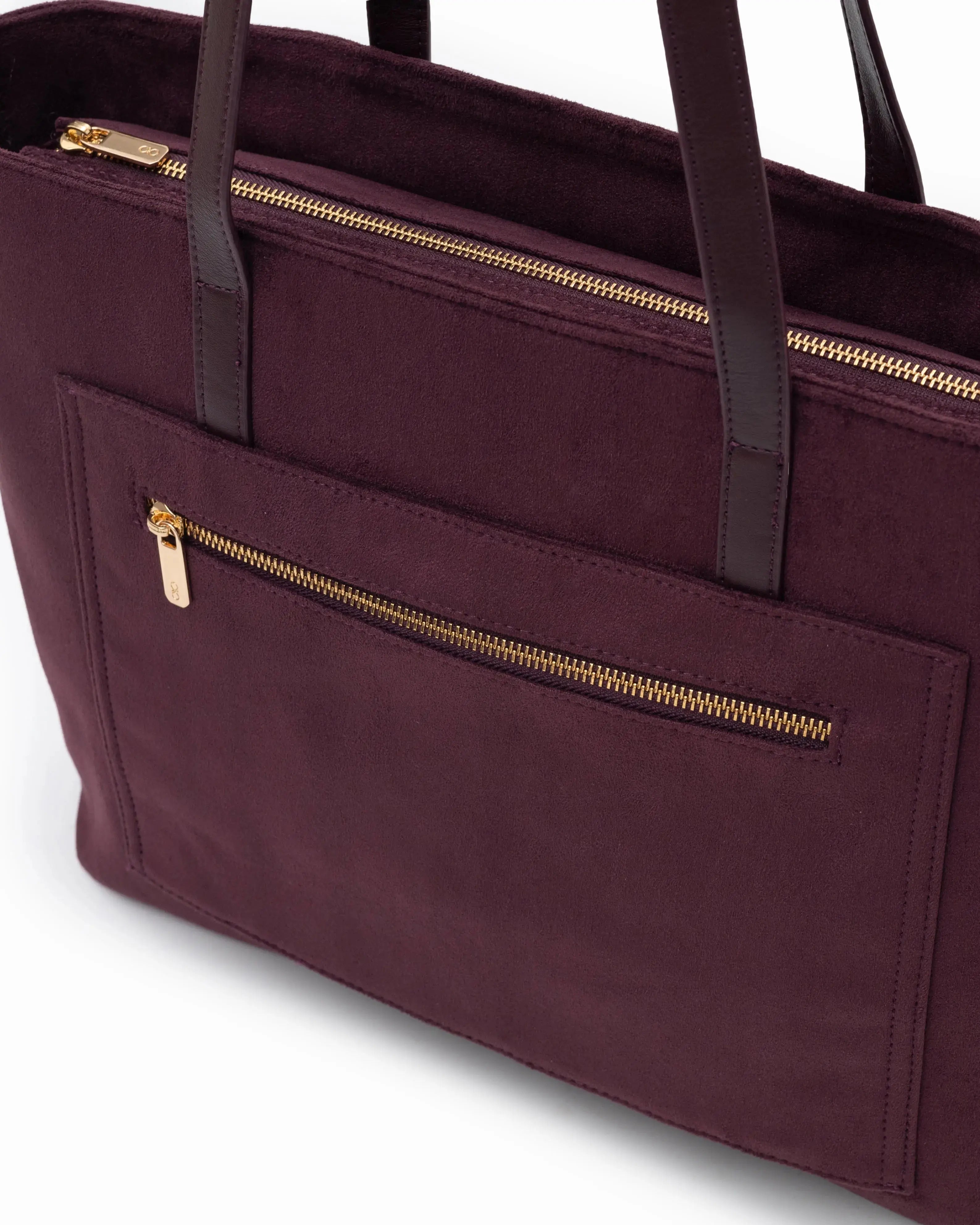 VALENTINA SUEDE TOTE BAG IN BURGUNDY TSL Singapore