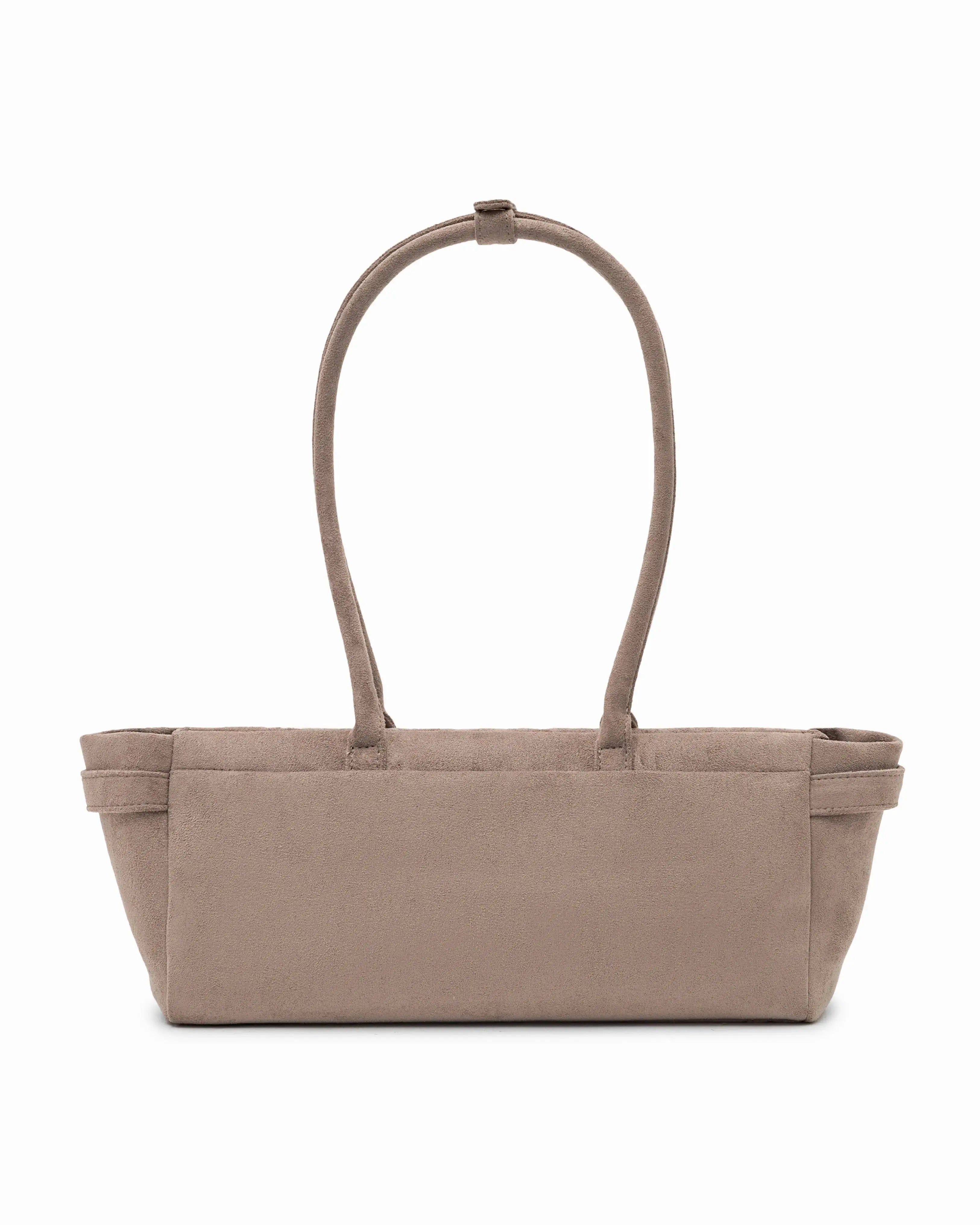 VALENTINA SUEDE BAGUETTE BAG IN DUNE TSL Singapore