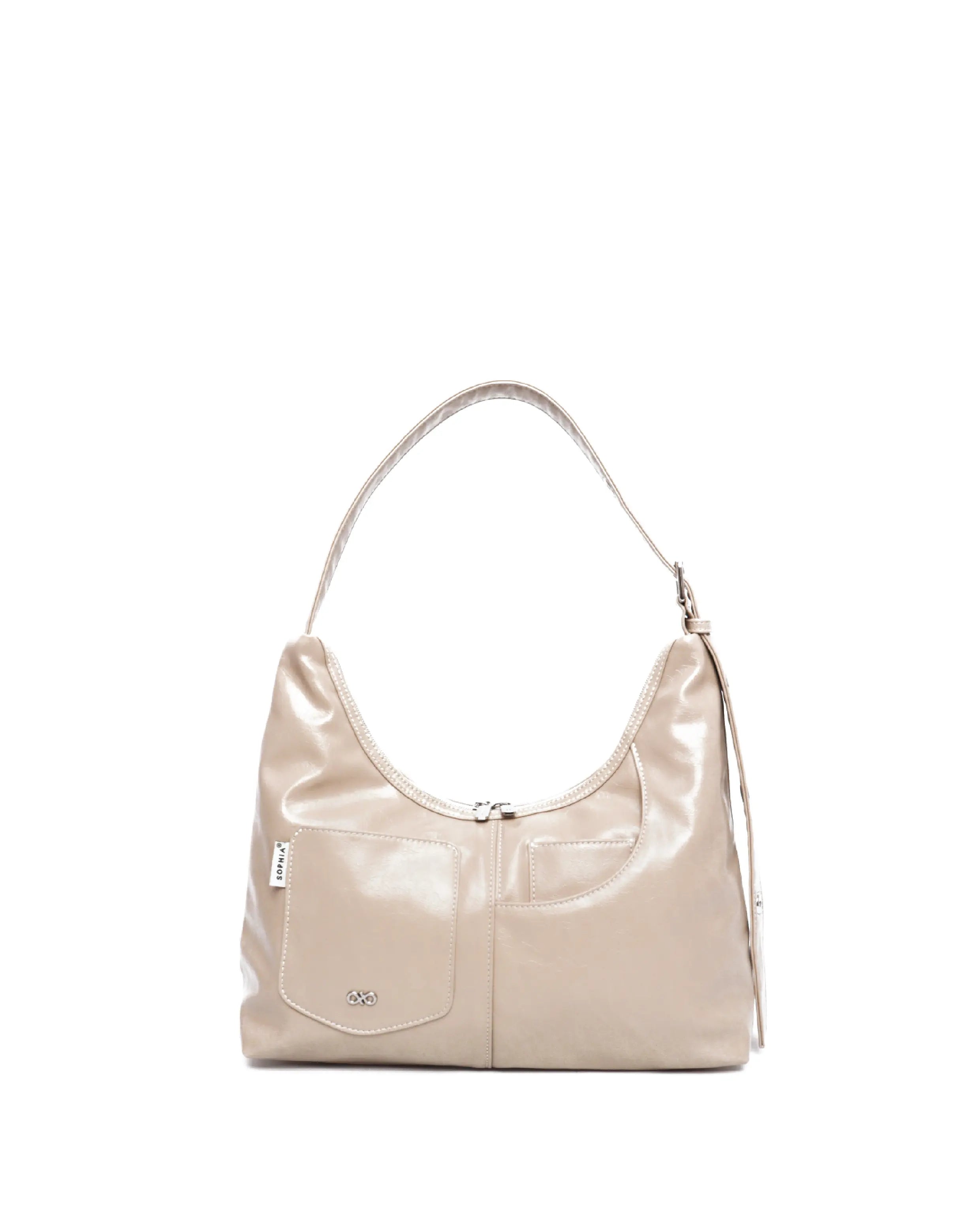 SIGNATURE POCKET LEATHER HOBO BAG IN SAND TSL Singapore