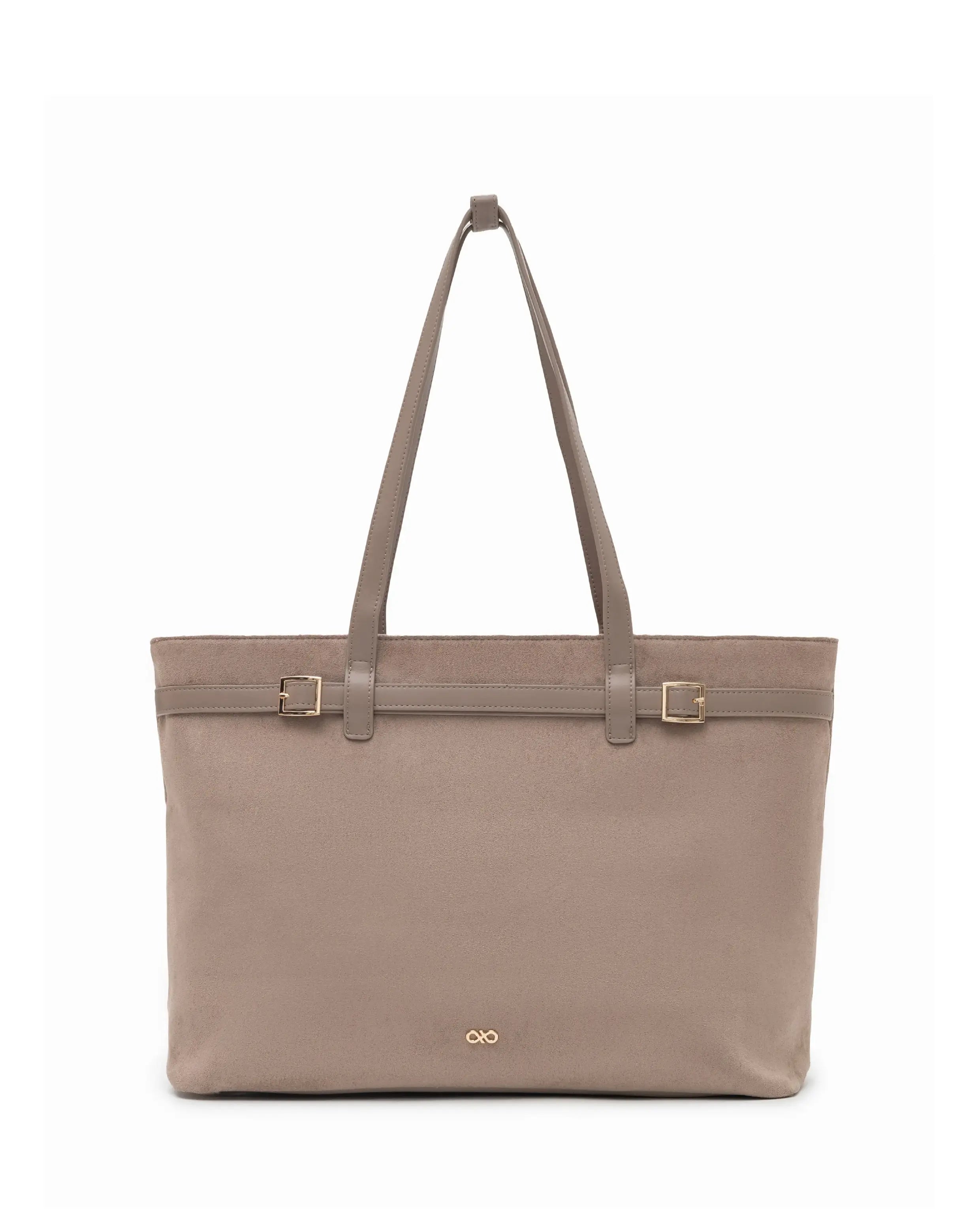 VALENTINA SUEDE TOTE BAG IN DUNE TSL Singapore