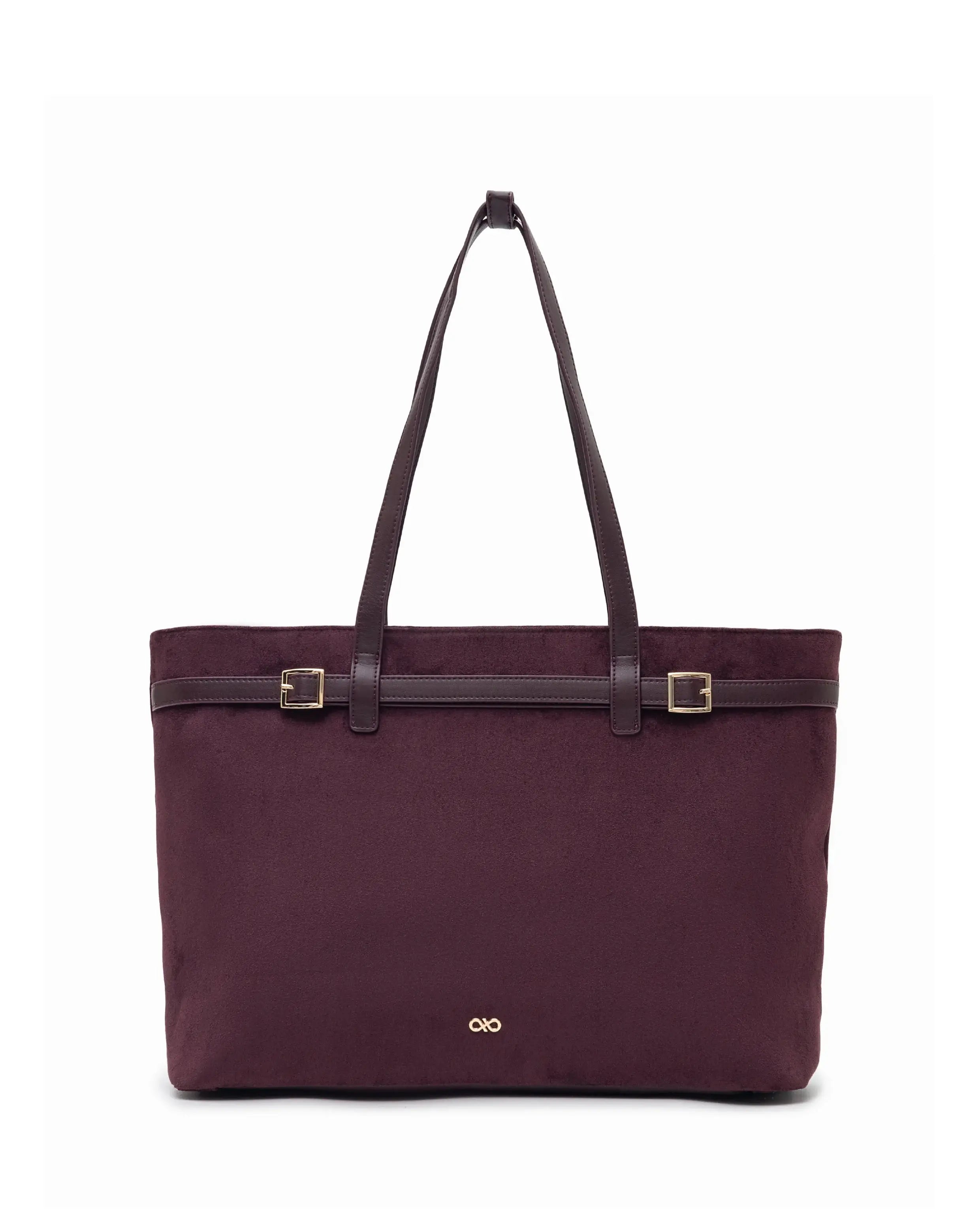 VALENTINA SUEDE TOTE BAG IN BURGUNDY TSL Singapore
