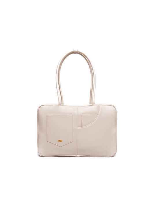 SIGNATURE POCKET L REI TOTE BAG IN CHALK