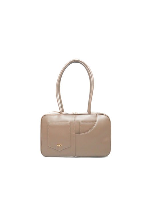 SIGNATURE POCKET M REI TOTE BAG IN TAUPE