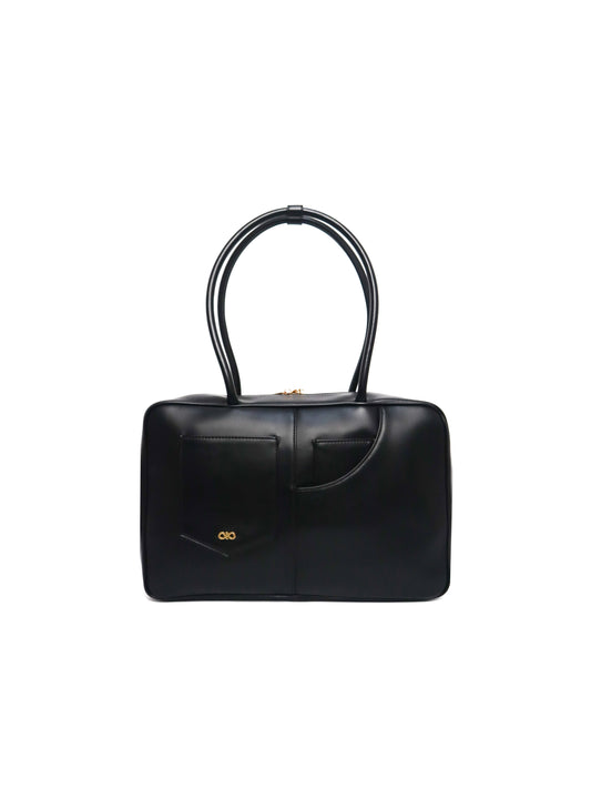 SIGNATURE POCKET L REI TOTE BAG IN BLACK