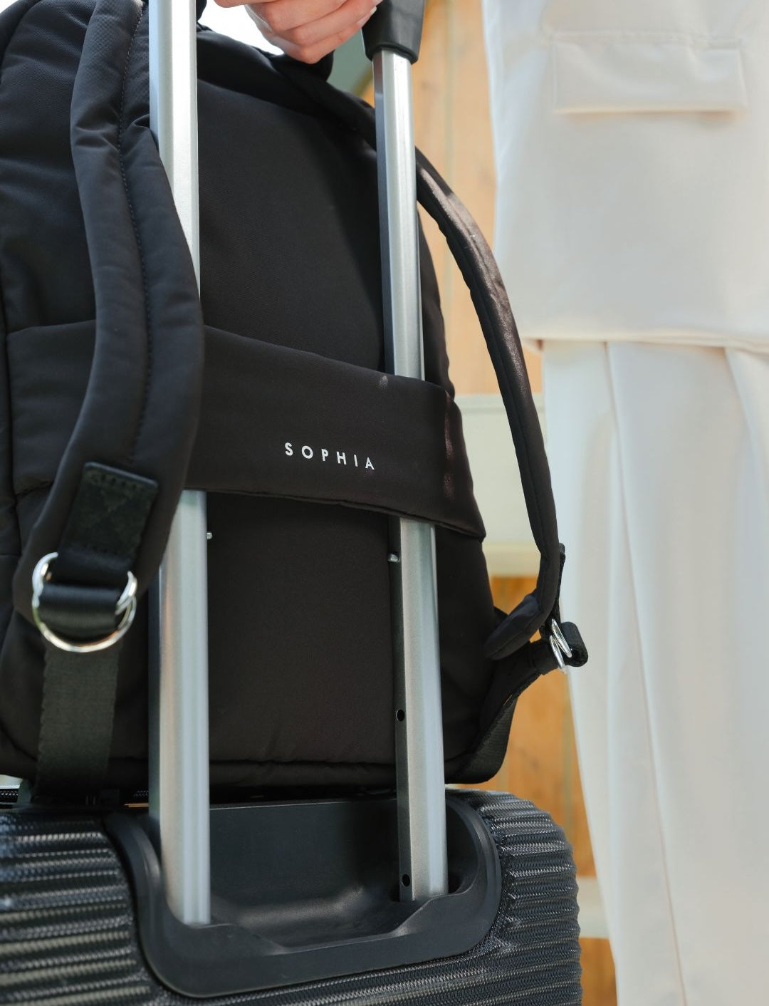 COSY LUXE COMMUTER BACKPACK IN JET BLACK