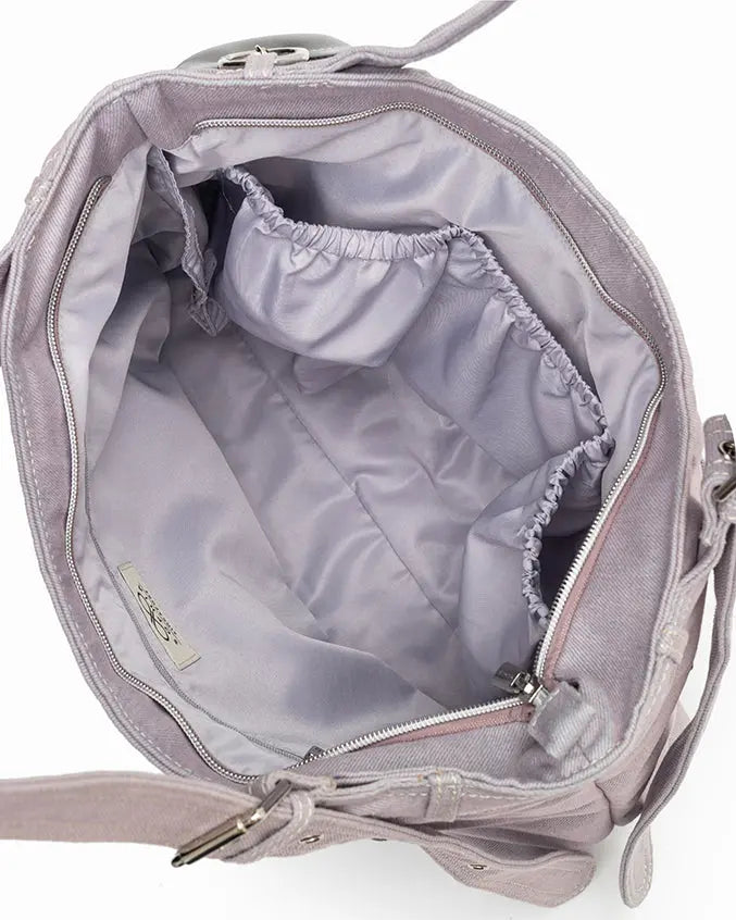 SIGNATURE POCKET DENIM TOTE BAG IN PURPLE DENIM TSL Singapore