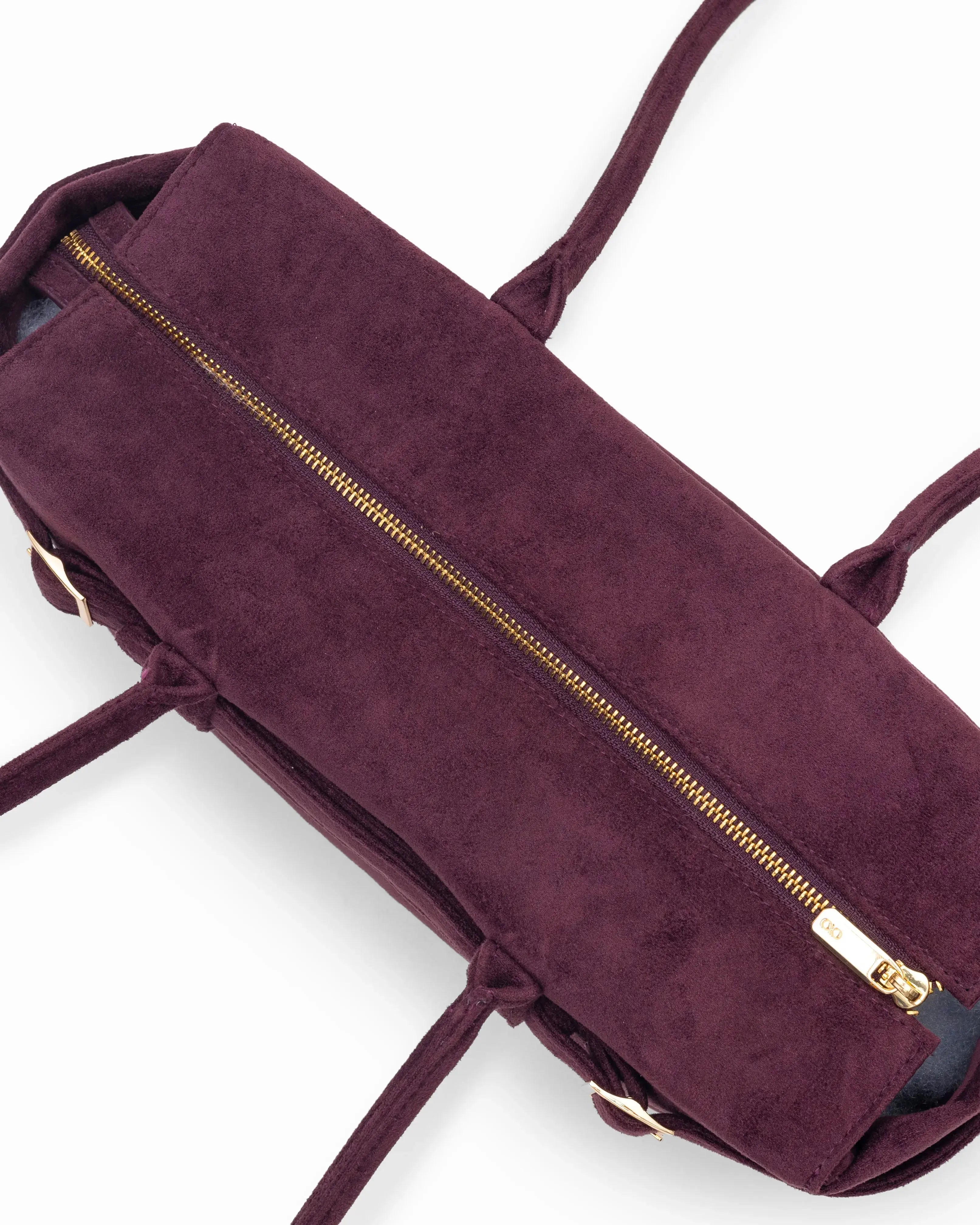 VALENTINA SUEDE BAGUETTE BAG IN BURGUNDY TSL Singapore