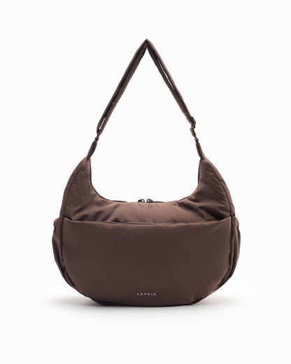 L COSY LUXE CRESCENT BAG IN PECAN