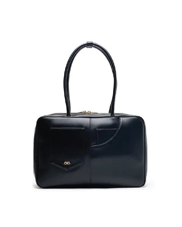 SIGNATURE POCKET L REI TOTE BAG IN BLACK