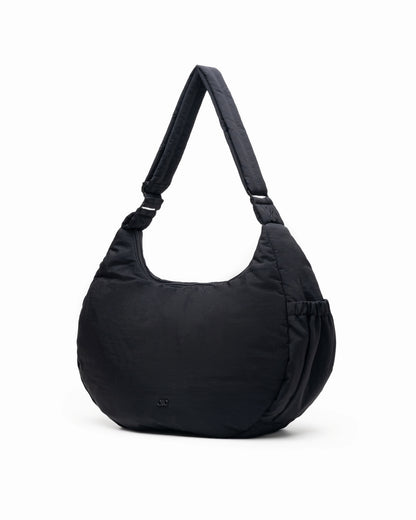 XL COSY PUFFY CROSSBODY BAG IN JET BLACK