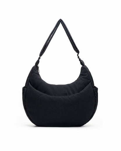 XL COSY PUFFY CROSSBODY BAG IN JET BLACK